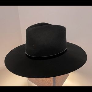 Janessa Leone Black Wool Wide-Brimmed Hat